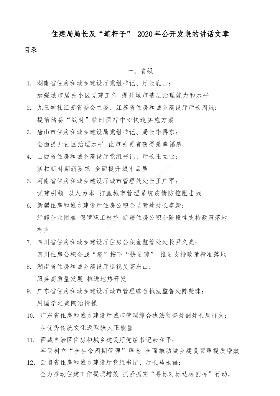 住建局局长及“笔杆子”2020年公开发表的讲话文章.docx_第1页