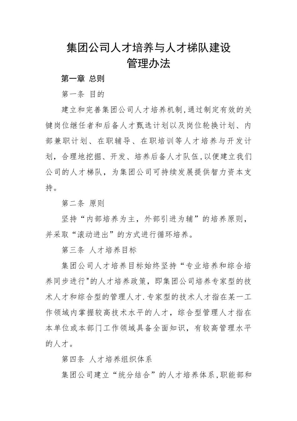 集团公司人才培养与人才梯队建设管理办法.docx_第1页