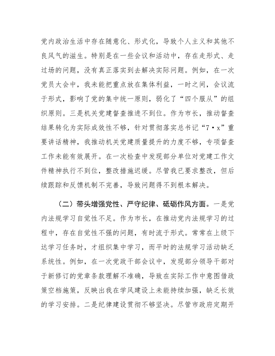市长2024年度民主SH会对照检查材料.docx_第2页