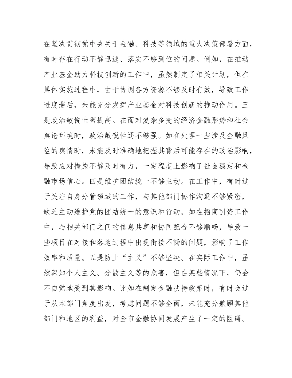 分管金融副市长关于2024年度民主SH会个人对照检视材料.docx_第2页