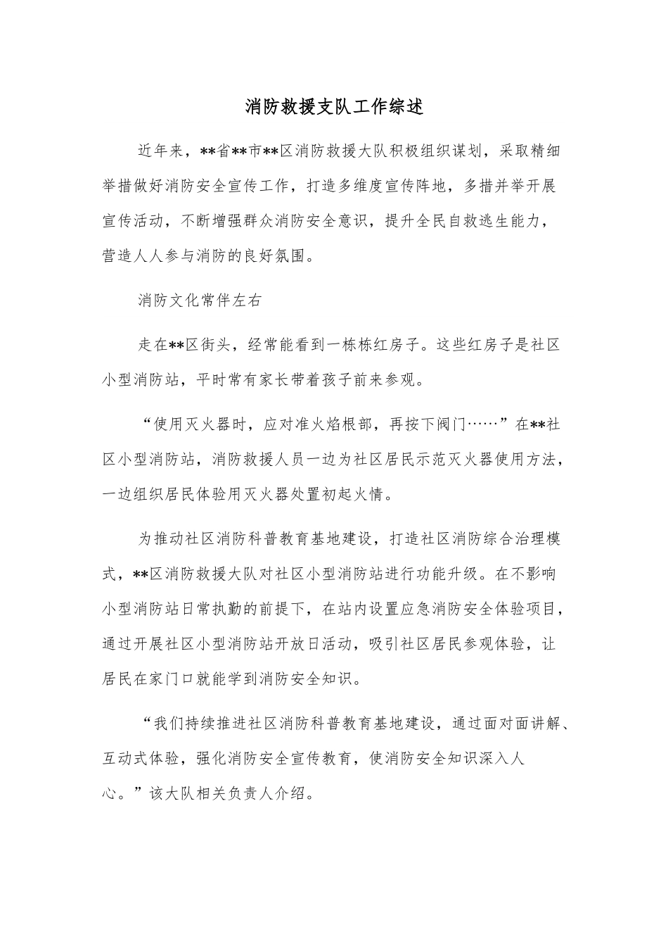 消防救援支队工作综述.docx_第1页