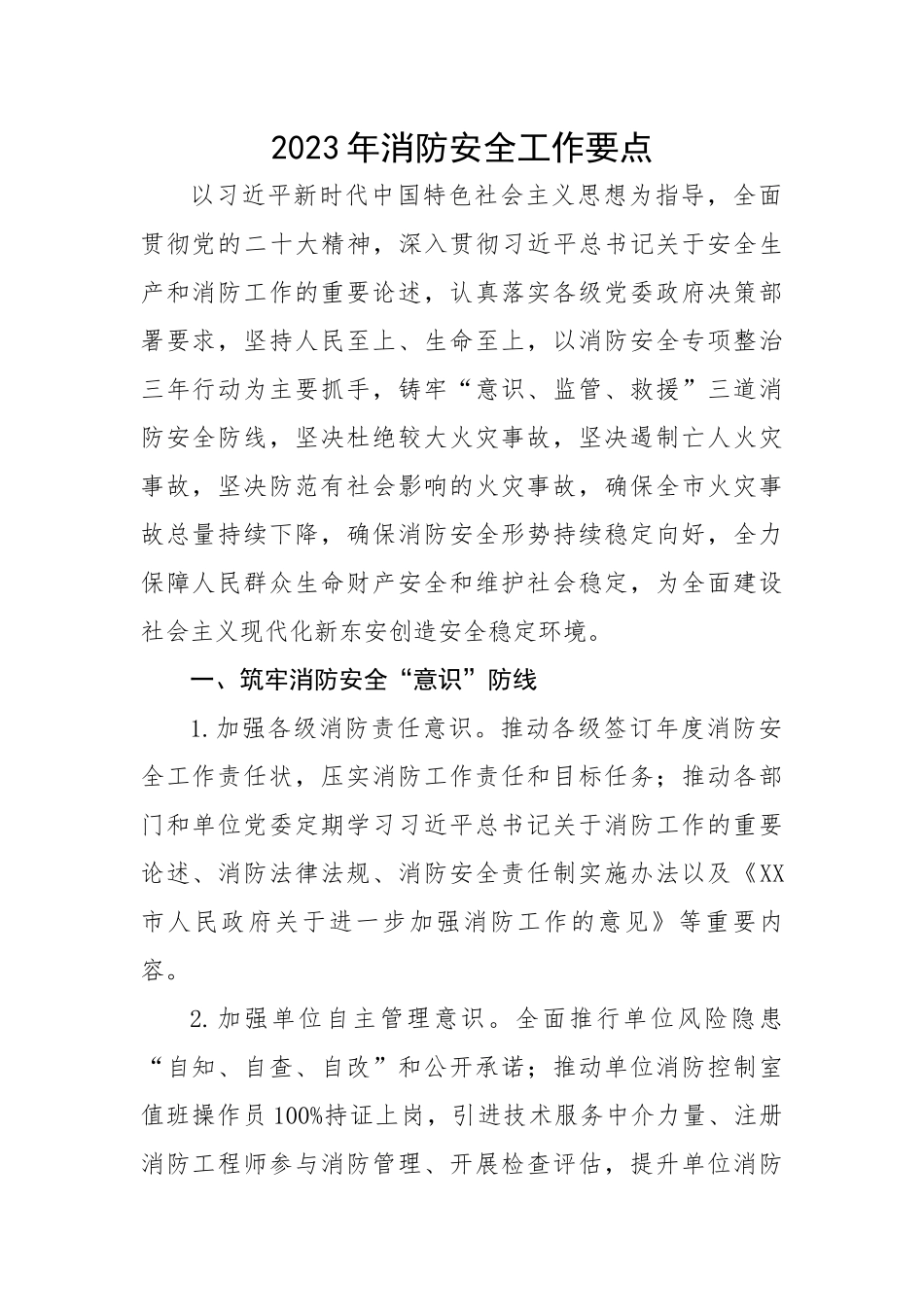 2023年消防安全工作要点.docx_第1页