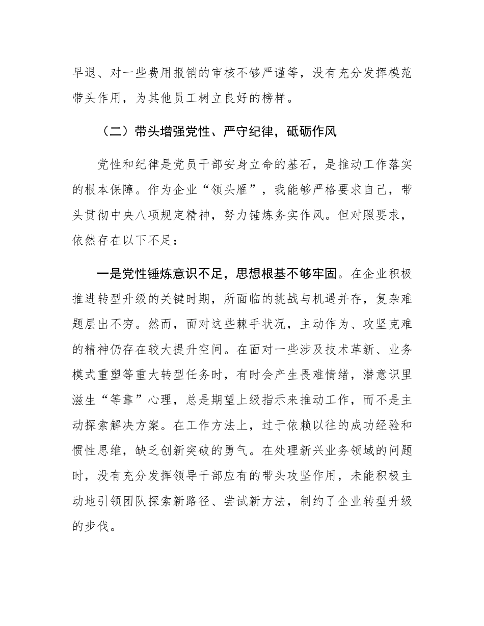 2024年度民主SH会对照检查材料（四个带头）.docx_第3页