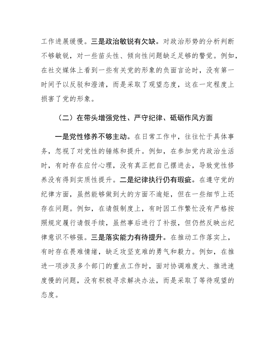 2024年度民主SH会、组织SH会对照检查发言提纲（四个带头）.docx_第2页