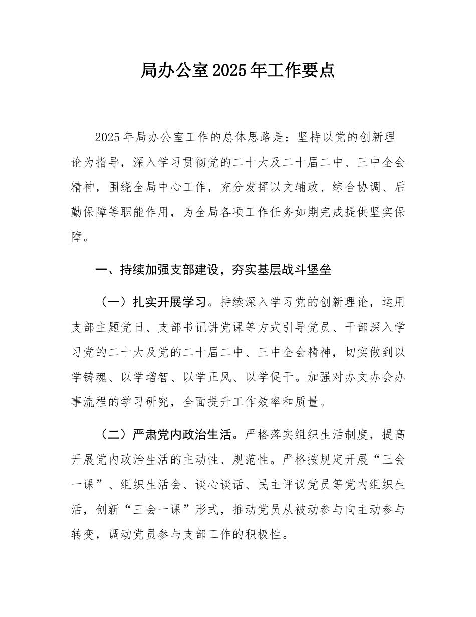 局办公室2025年工作要点.docx_第1页