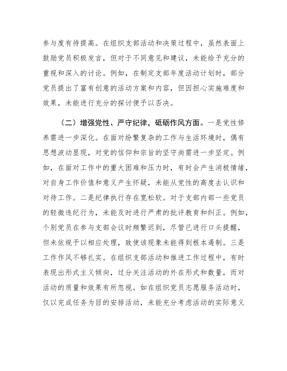 党支部组织委员2024年组织SH会个人对照检查发言材料.docx_第2页