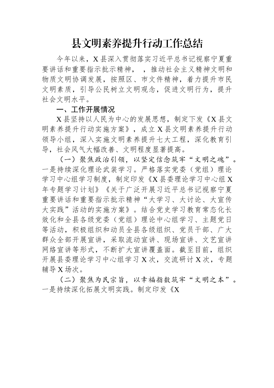 县文明素养提升行动工作总结.docx_第1页