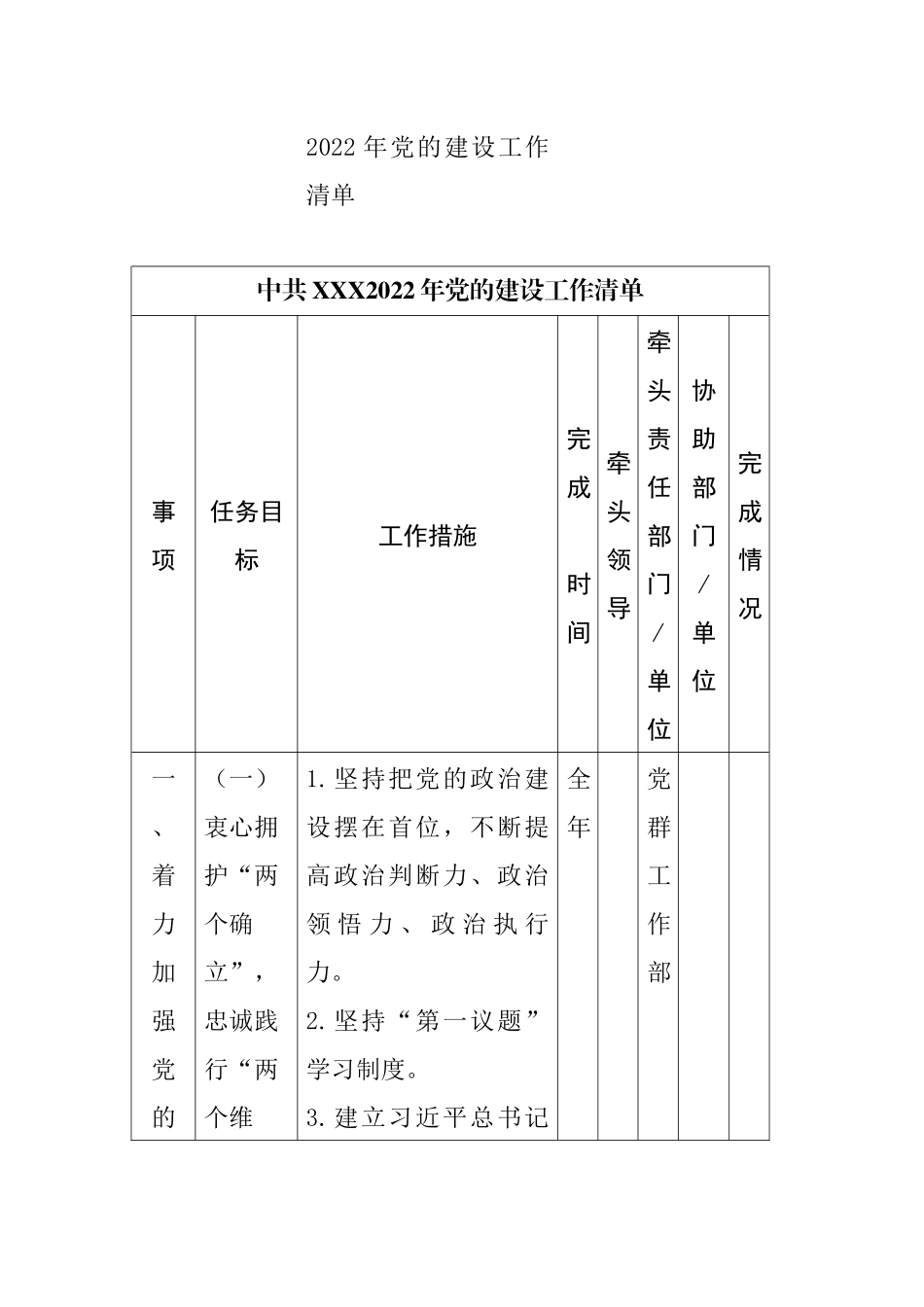 2022年党的建设工作清单.docx_第1页