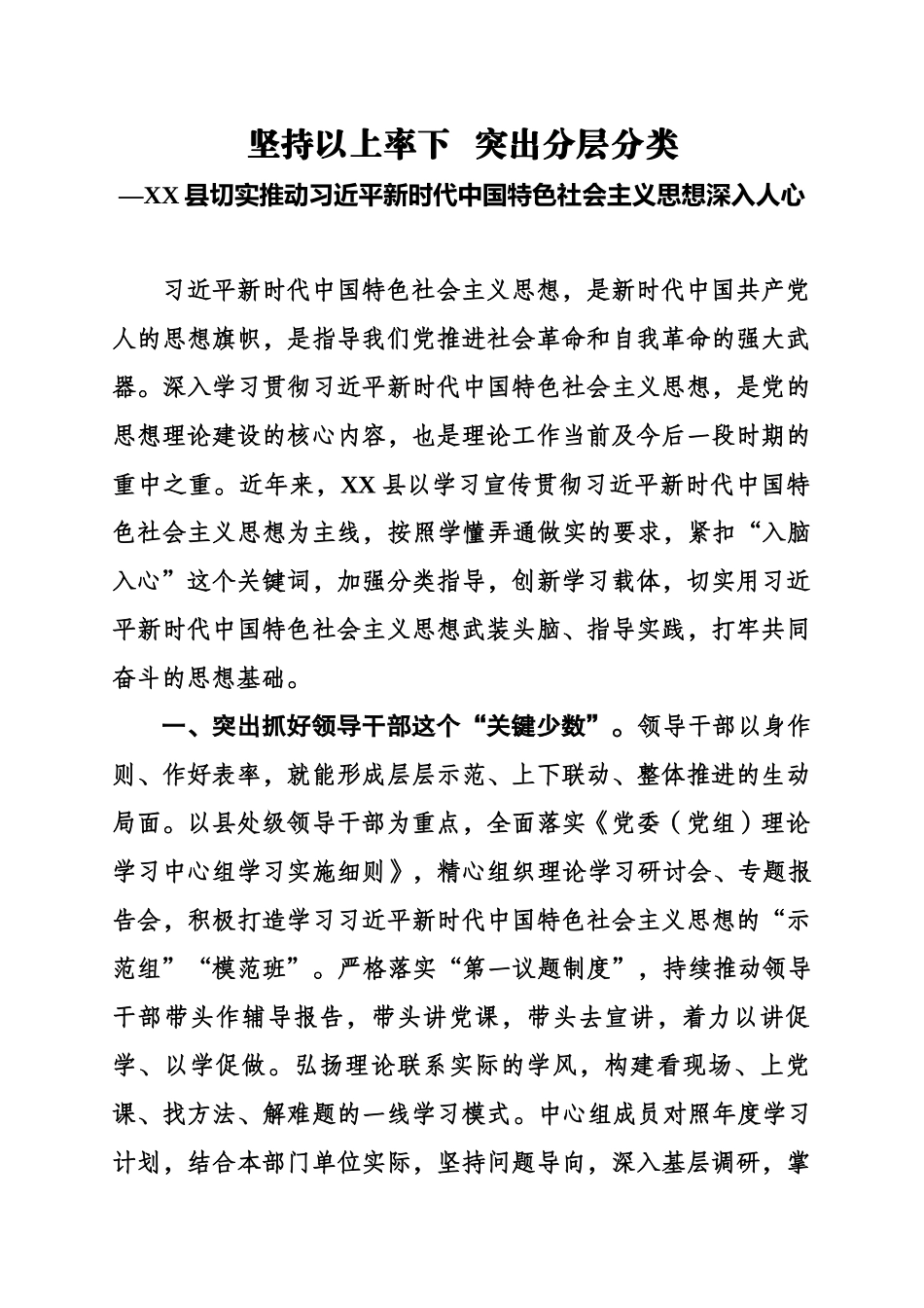 坚持以上率下  突出分层分类.docx_第1页