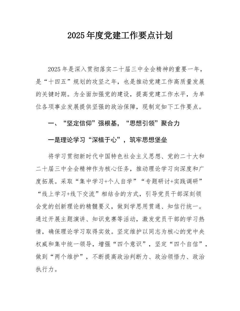 2025年度党建工作要点计划.docx_第1页