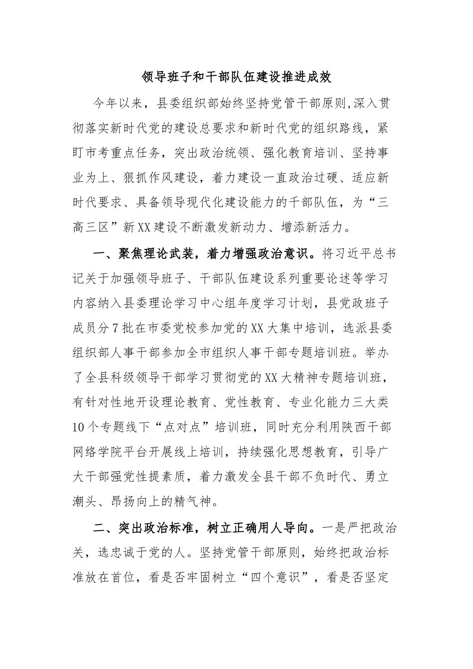 领导班子和干部队伍建设推进成效.docx_第1页