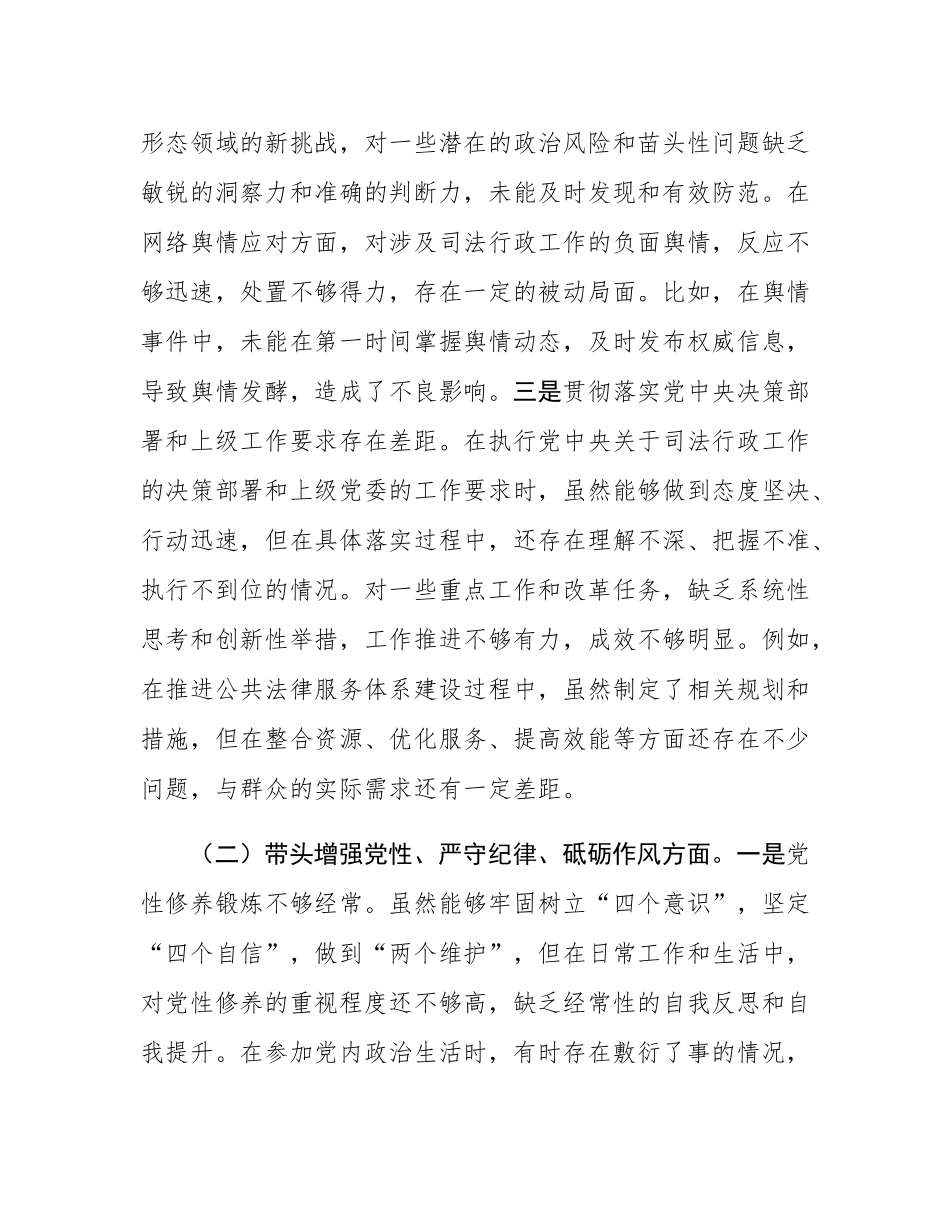 市司法局副书记2024年民主SH会个人对照检查发言材料.docx_第2页