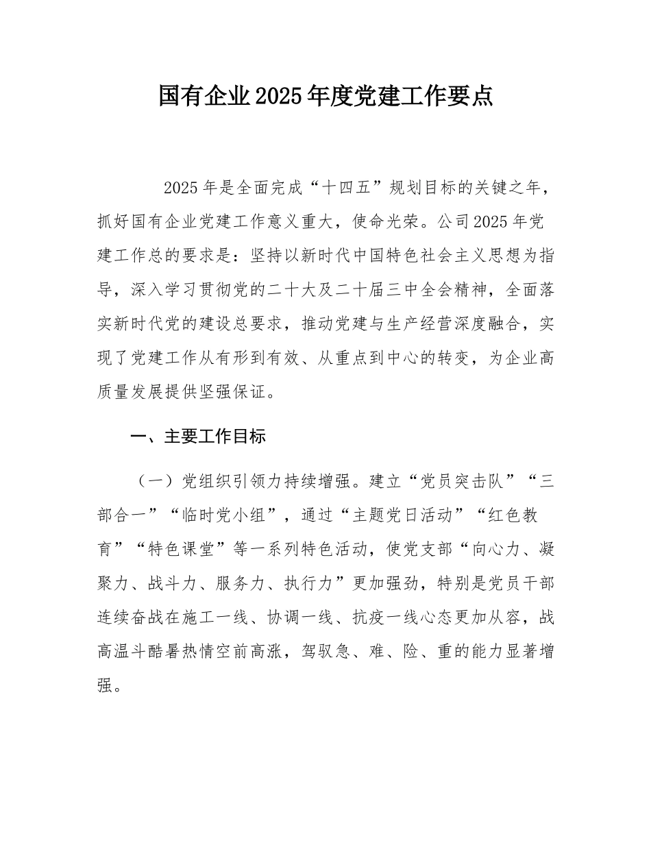 国有企业2025年度党建工作要点.docx_第1页