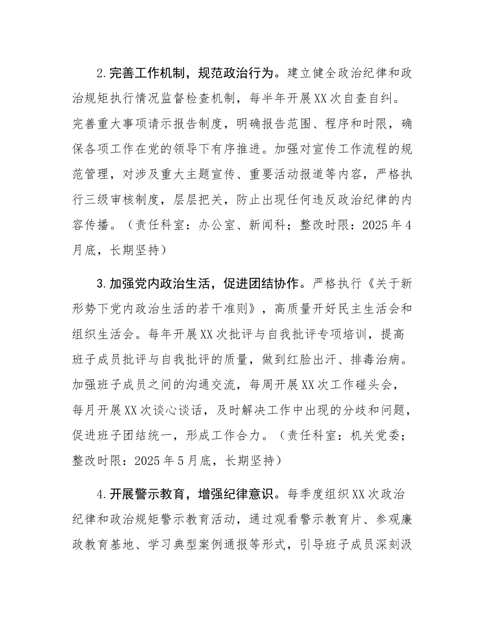 市委宣传部领导班子关于2024年度民主SH会查摆问题整改方案.docx_第3页