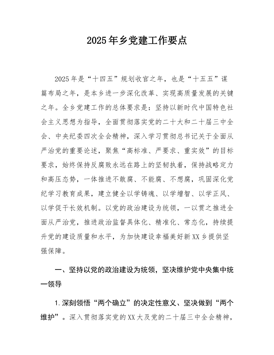 2025年乡党建工作要点.docx_第1页