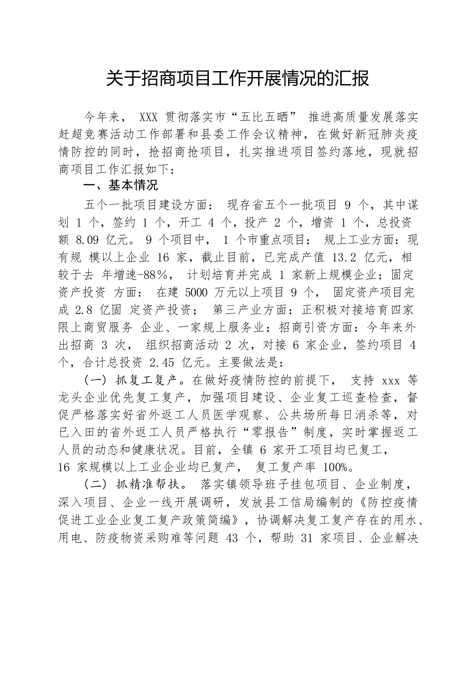 招商项目工作汇报.docx_第1页