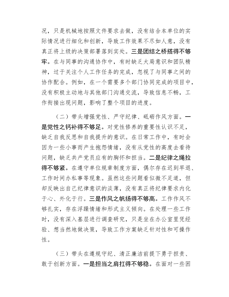 2024年度民主SH会、组织SH会对照检查材料（四个带头+反面典型案例剖析）.docx_第2页