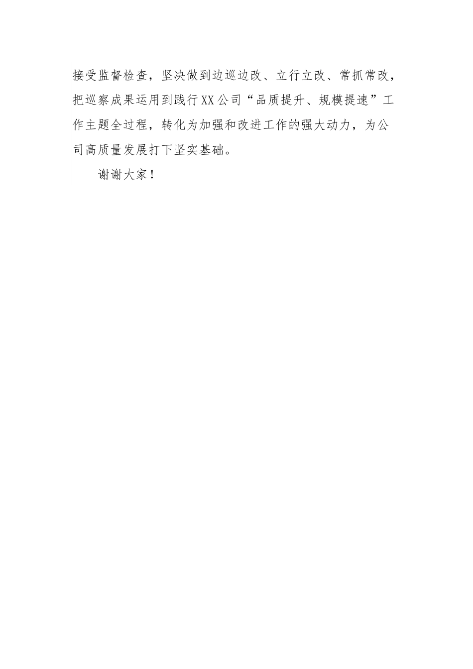 XX公司党委书记代表公司党委配合巡察工作讲话.docx_第3页