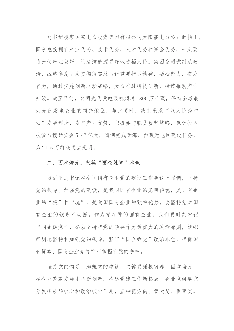 推动全面从严治党在国企落实落地——国家电力党委书记在全市“全面从严治党”研讨会上交流发言.docx_第2页