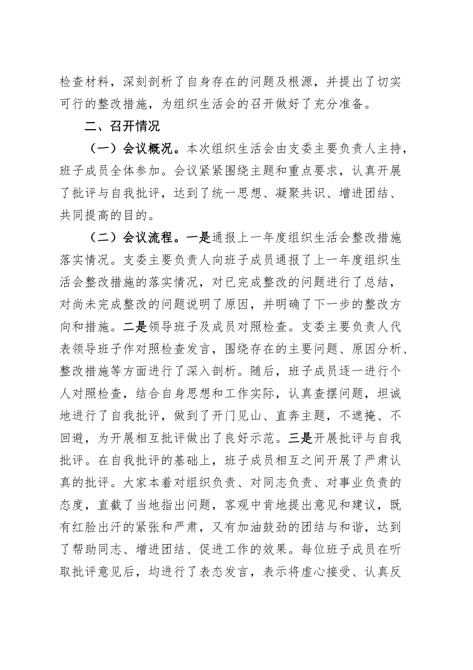 党支部2024年度组织生活会召开情况报告工作汇报总结20250319.docx_第2页