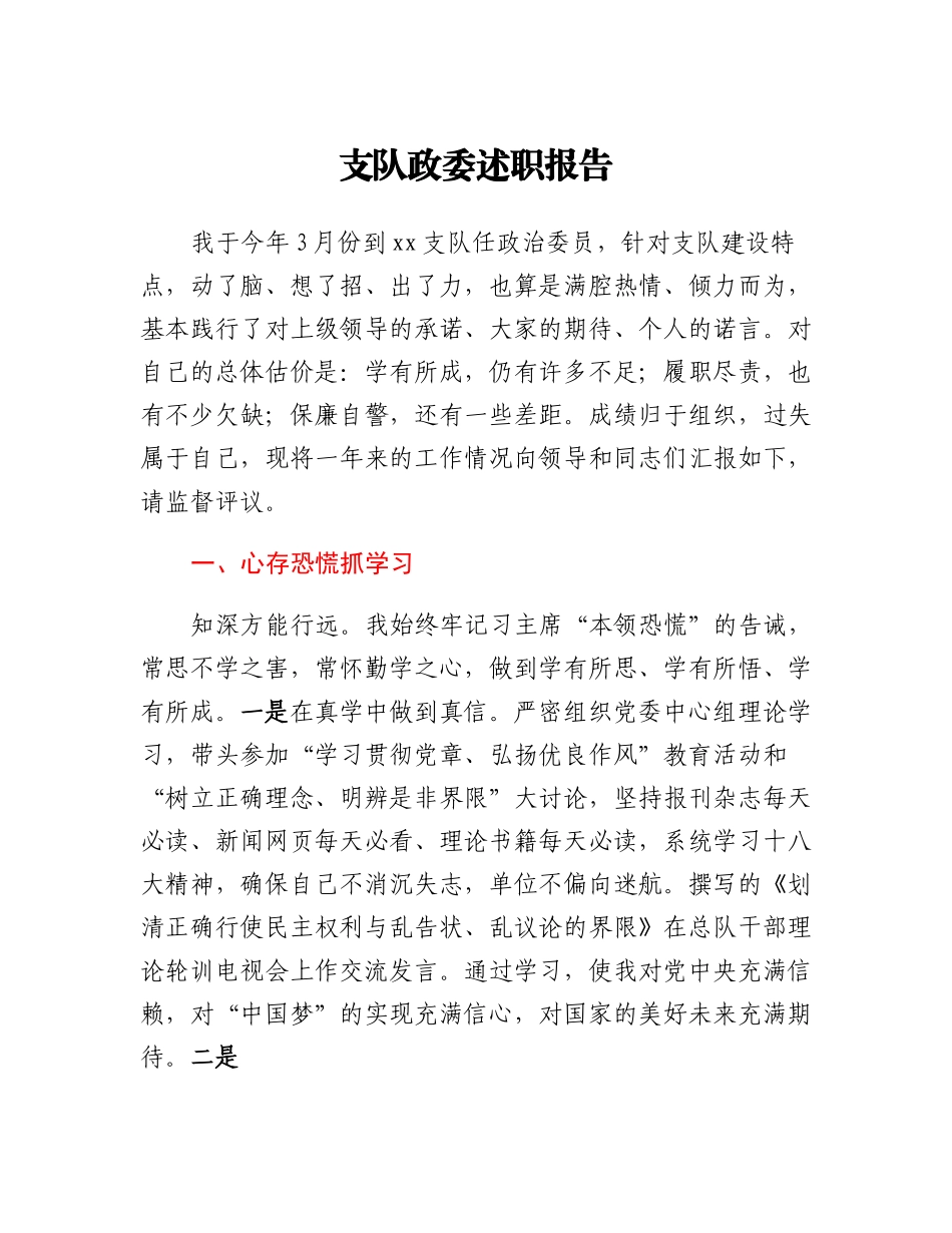 20230304：支队政委述职报告.docx_第1页