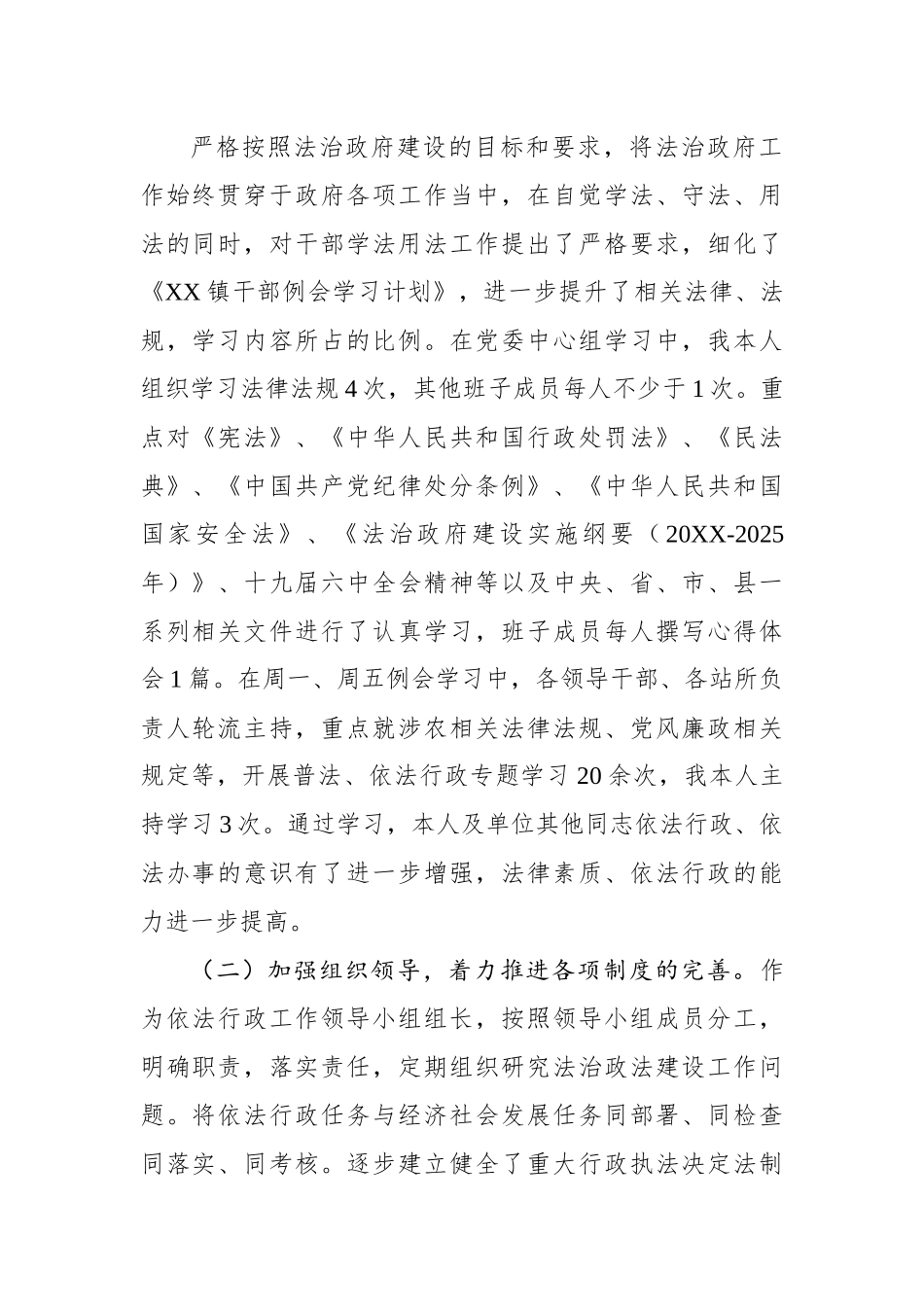 20XX年XX镇党委副书记、镇长述法报告.docx_第2页