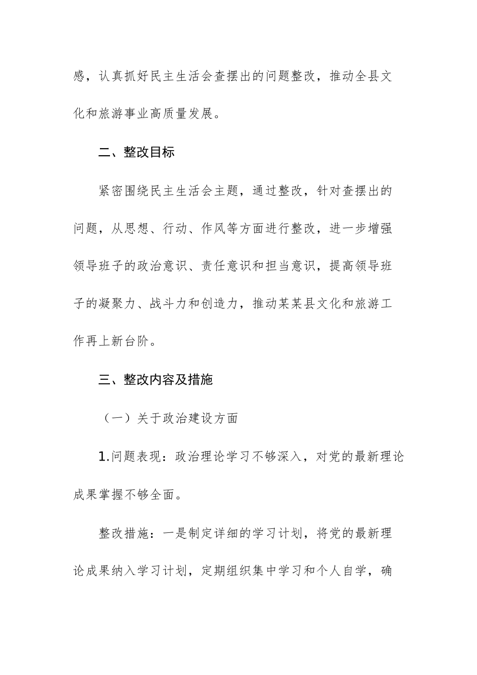 文化和旅游部门民主生活会整改工作方案供参考.docx_第2页