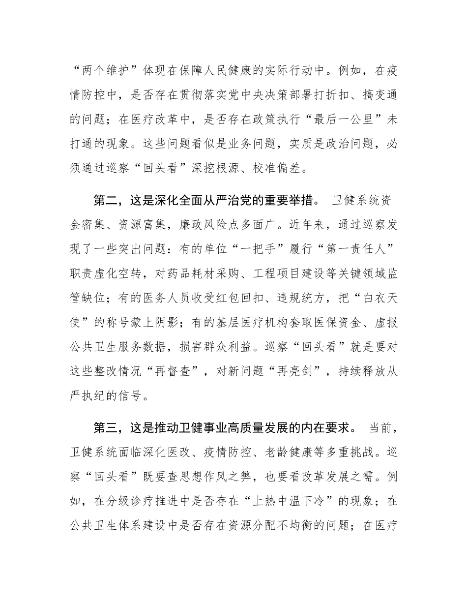 副市长在市委卫健系统巡察“回头看”工作动员部署会上的讲话.docx_第2页