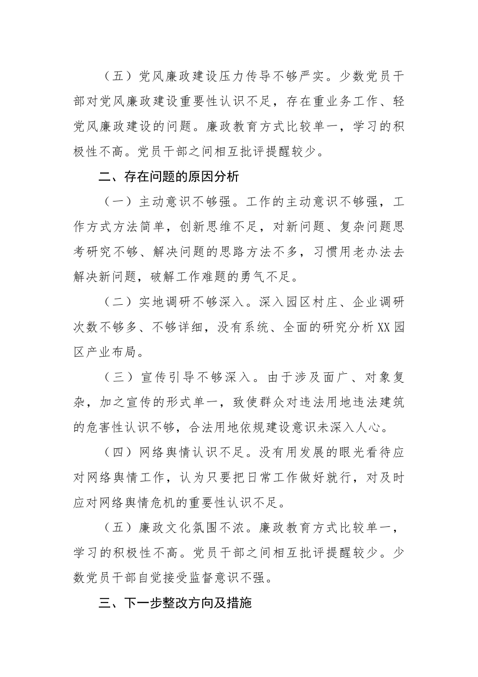 园区负责人落实市委巡察组反馈意见整改专题民主生活会发言提纲.docx_第3页