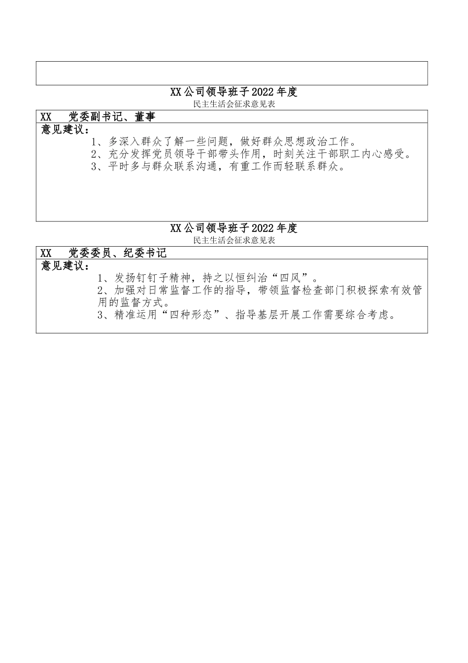 班子成员民主生活会征求意见表.doc_第2页
