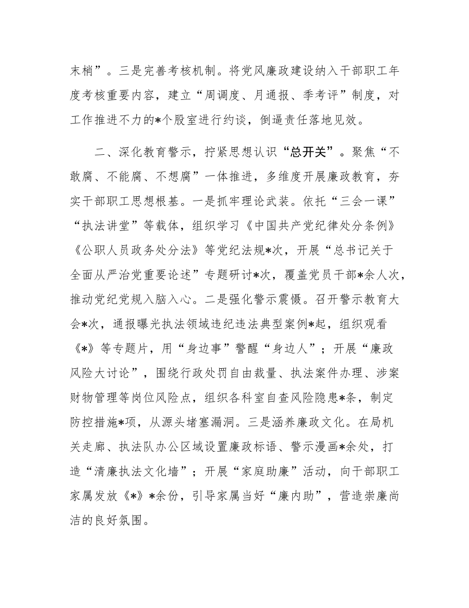 县综合行政执法局2025年第一季度党风廉政建设工作总结.docx_第2页
