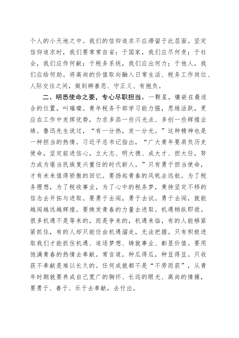 2025年税务局青年代表在五四青年座谈会上的发言.docx_第2页