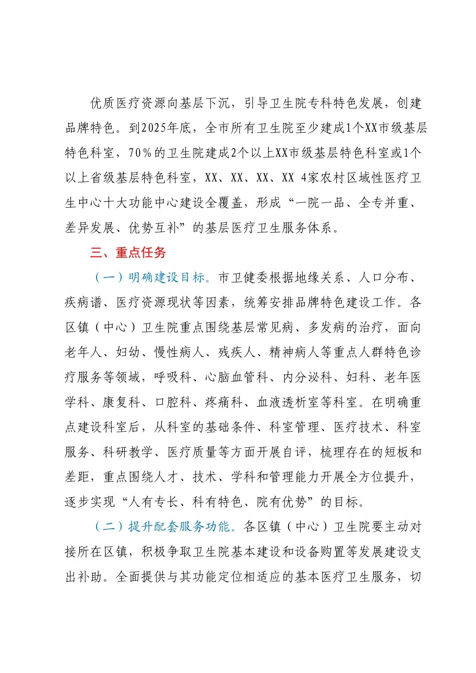XX市区镇（中心）卫生院“一院一品”建设实施方案.docx_第3页