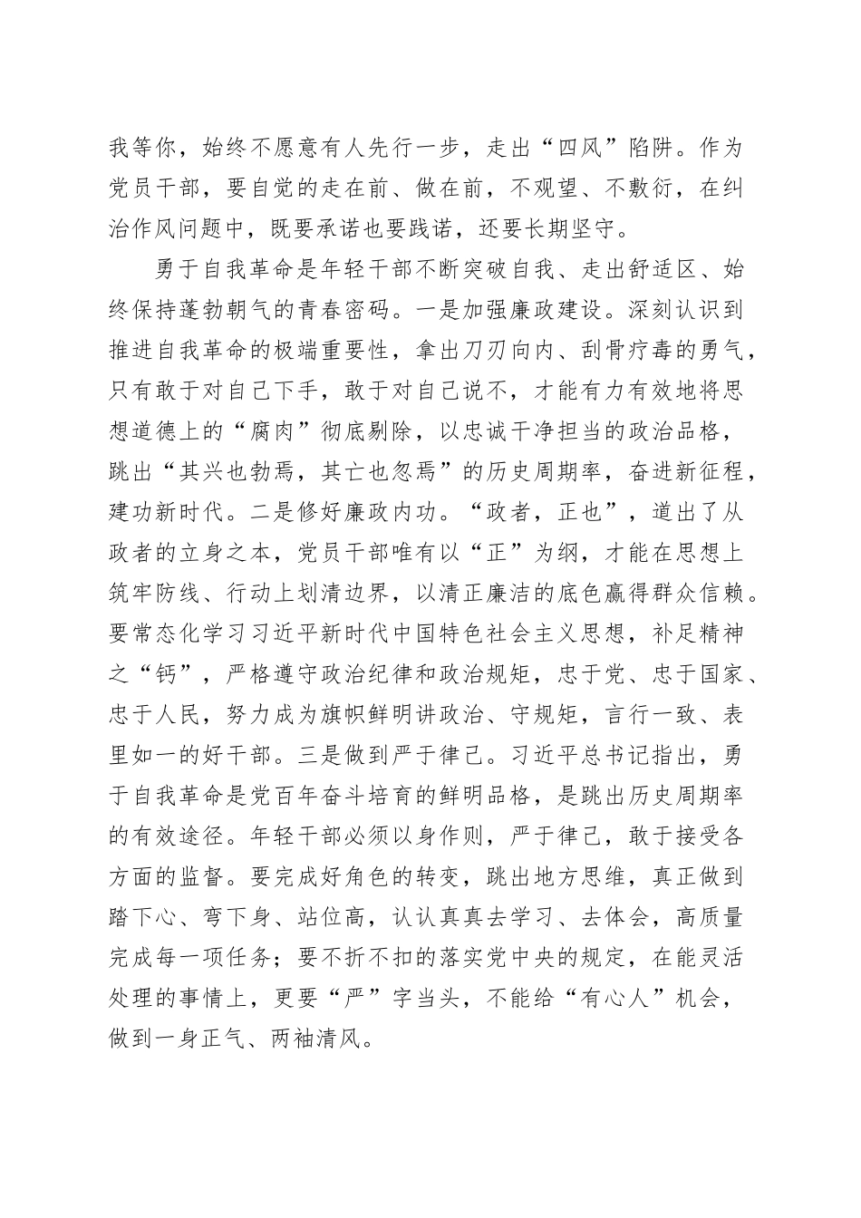 青年干部深入贯彻中八规精神学习教育交流研讨发言提纲：以八项规定精神为指引，强党性、提能力、强作风.docx_第3页