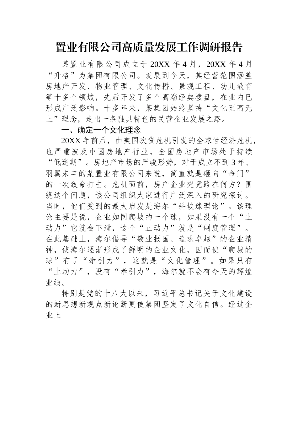 置业有限公司高质量发展工作调研报告.docx_第1页