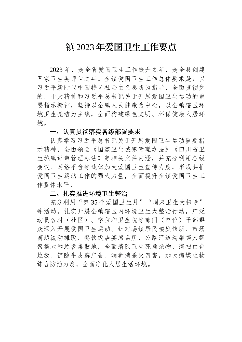 镇2023年爱国卫生工作要点2.docx_第1页