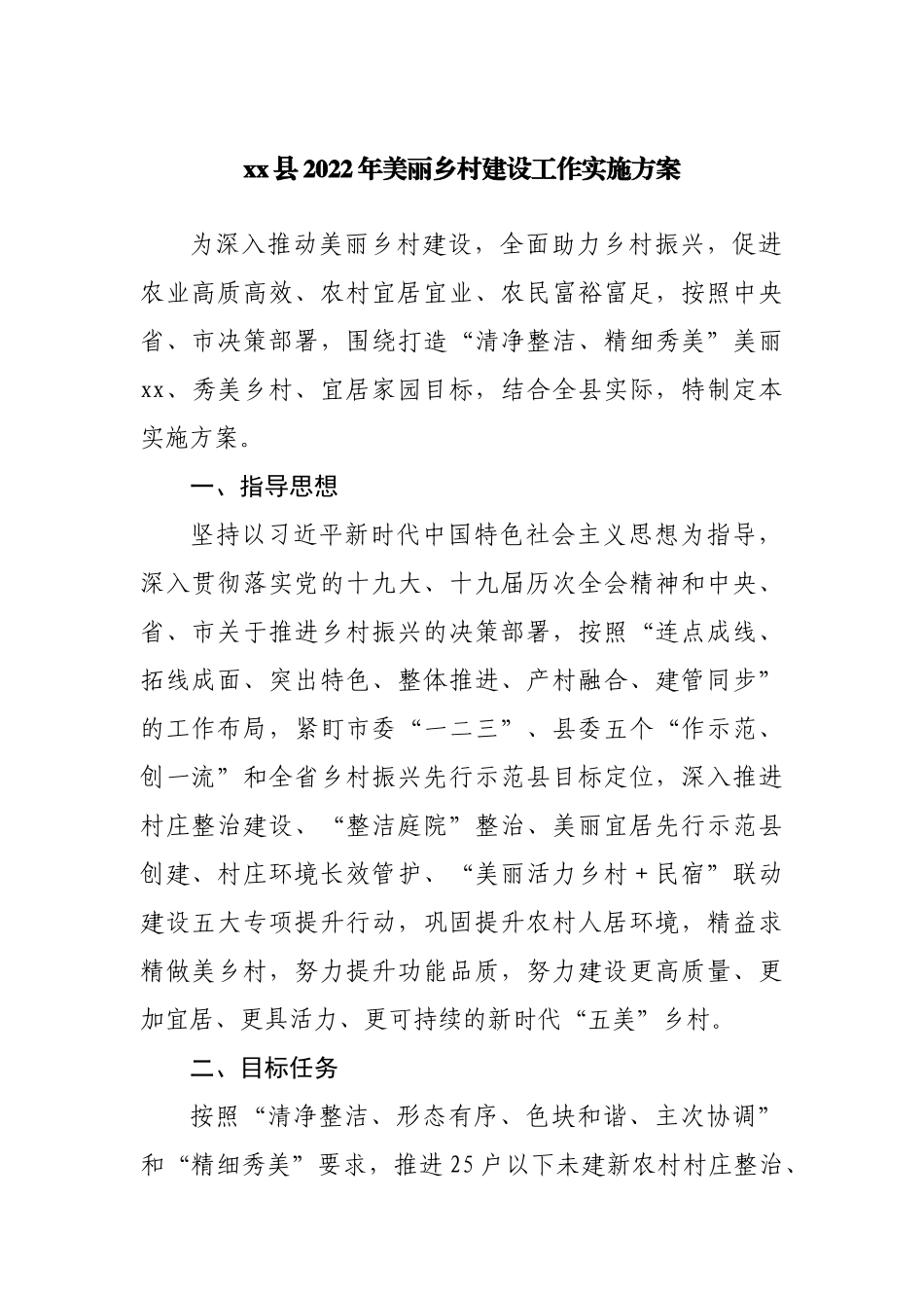 县2022年美丽乡村建设工作实施方案20220514.docx_第1页