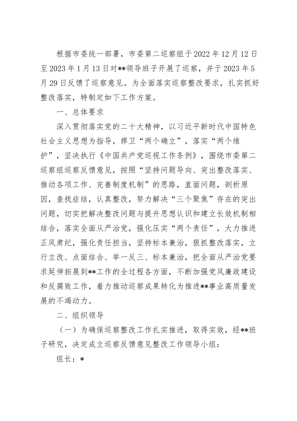 关于落实市委巡察反馈意见整改工作方案模板.docx_第2页