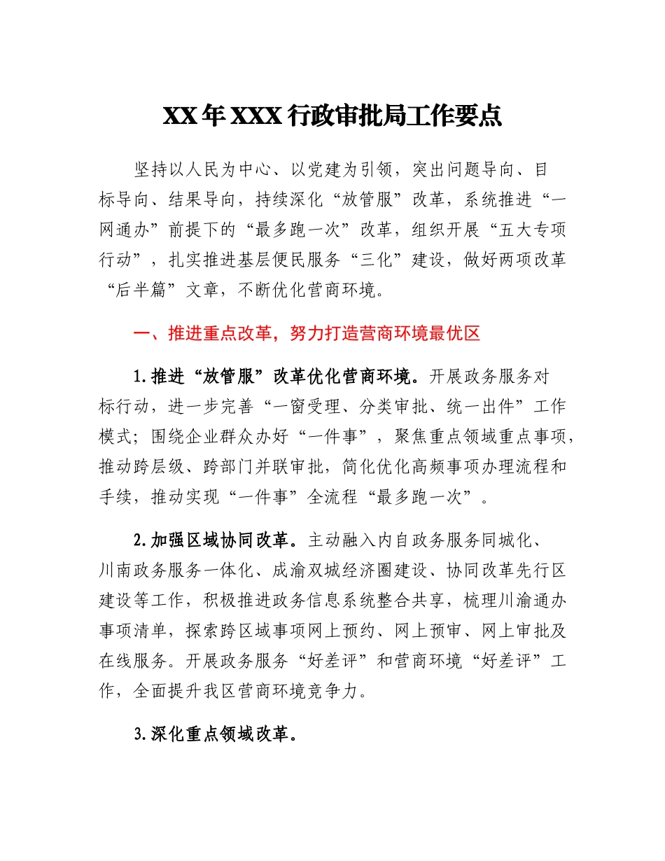 20230315：XX年XXX行政审批局工作要点.docx_第1页
