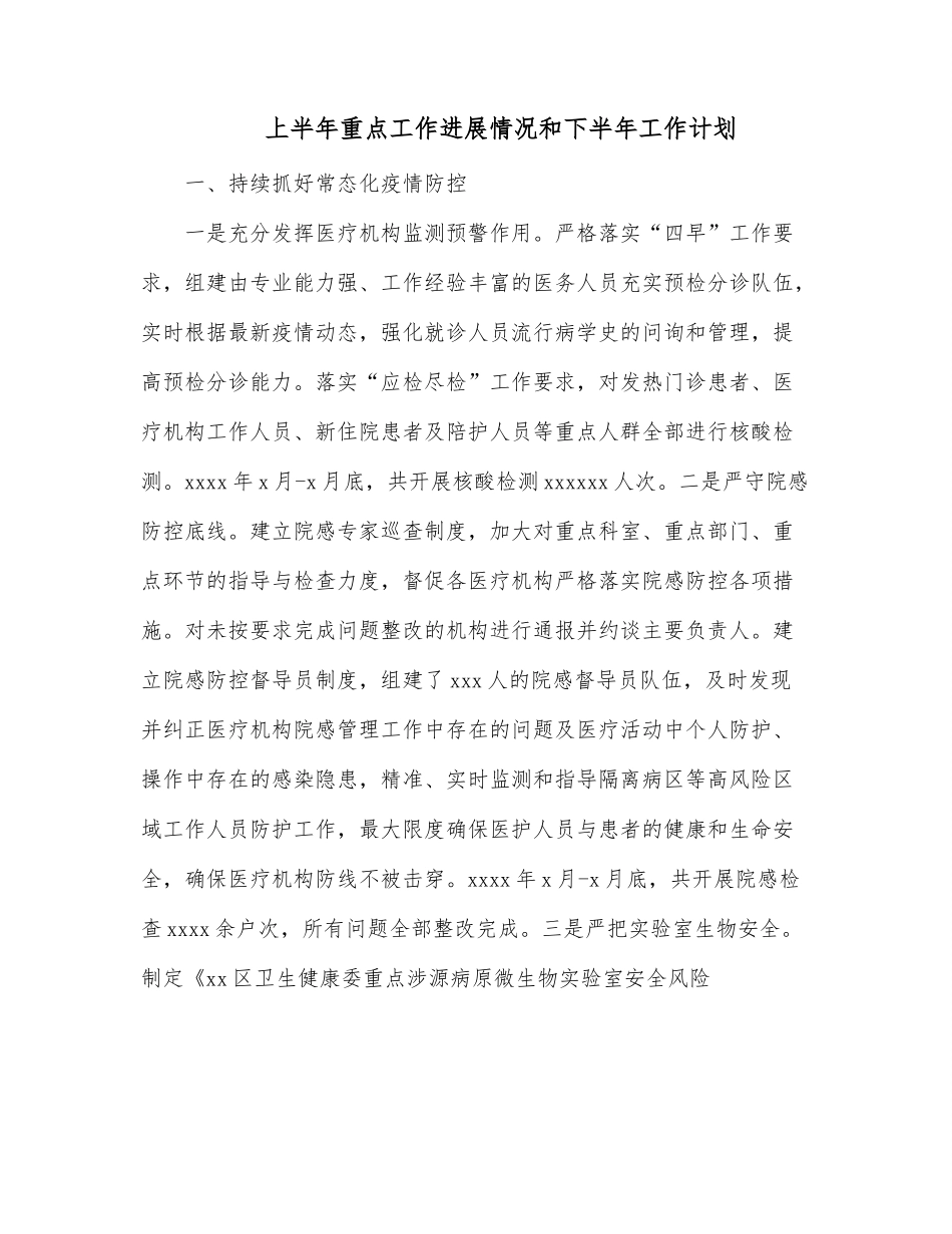 上半年重点工作进展情况和下半年工作计划.docx_第1页