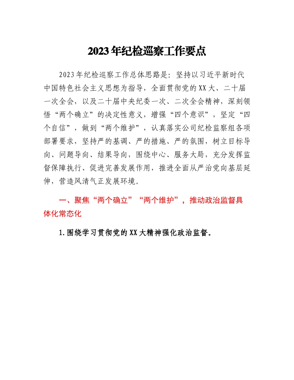 20230308：2023年纪检巡察工作要点.docx_第1页