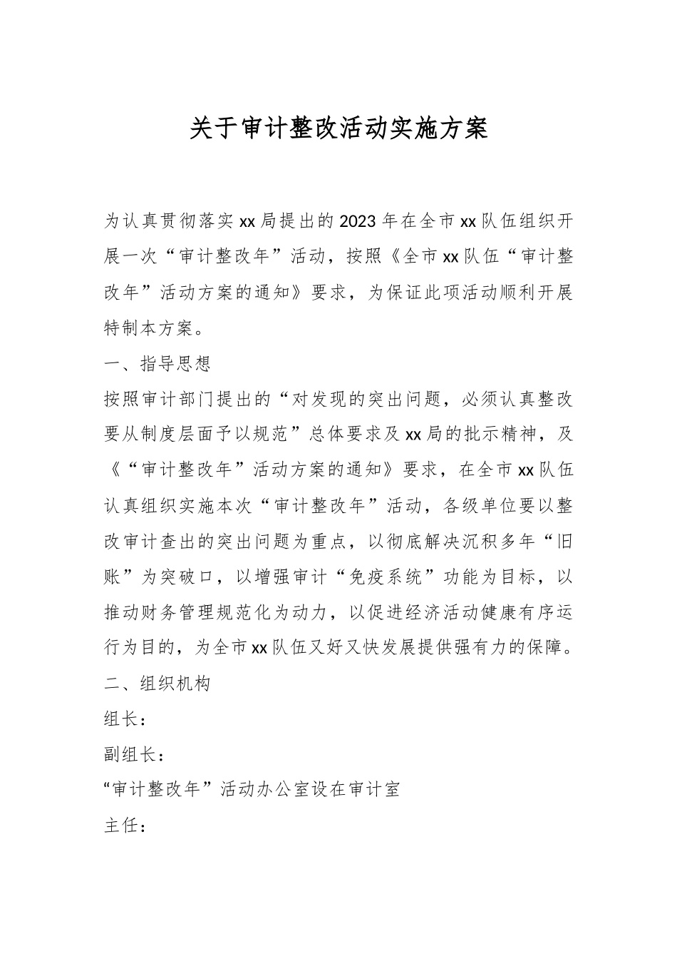 关于审计整改活动实施方案.docx_第1页