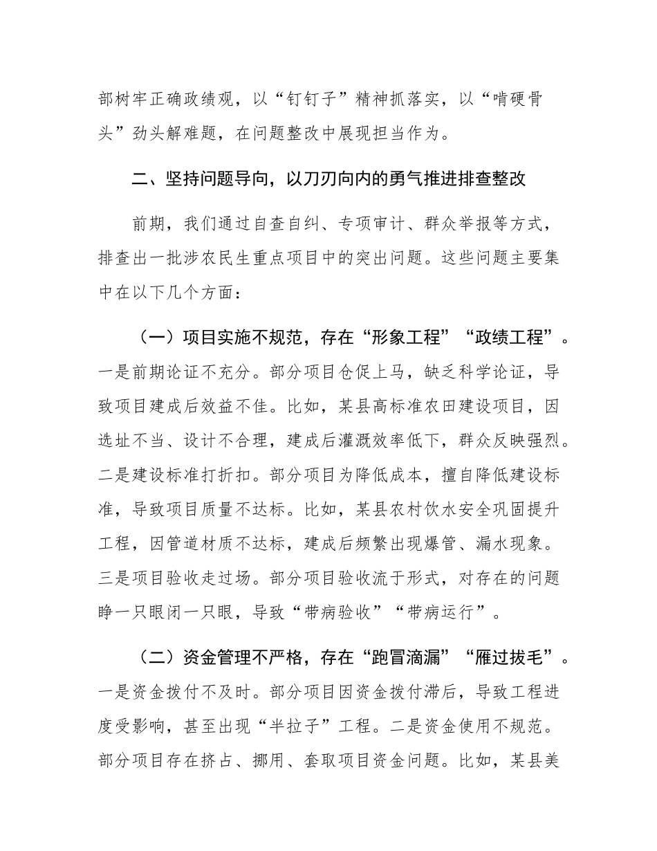 市长在全市涉农民生重点项目突出问题排查整改推进会议上的讲话.docx_第3页