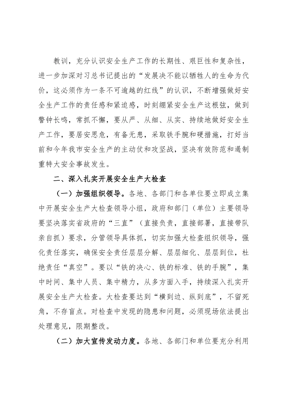 关于贯彻落实XXX市长在全市安全生产大检查电视电话会议上的讲话精神的通知.docx_第3页