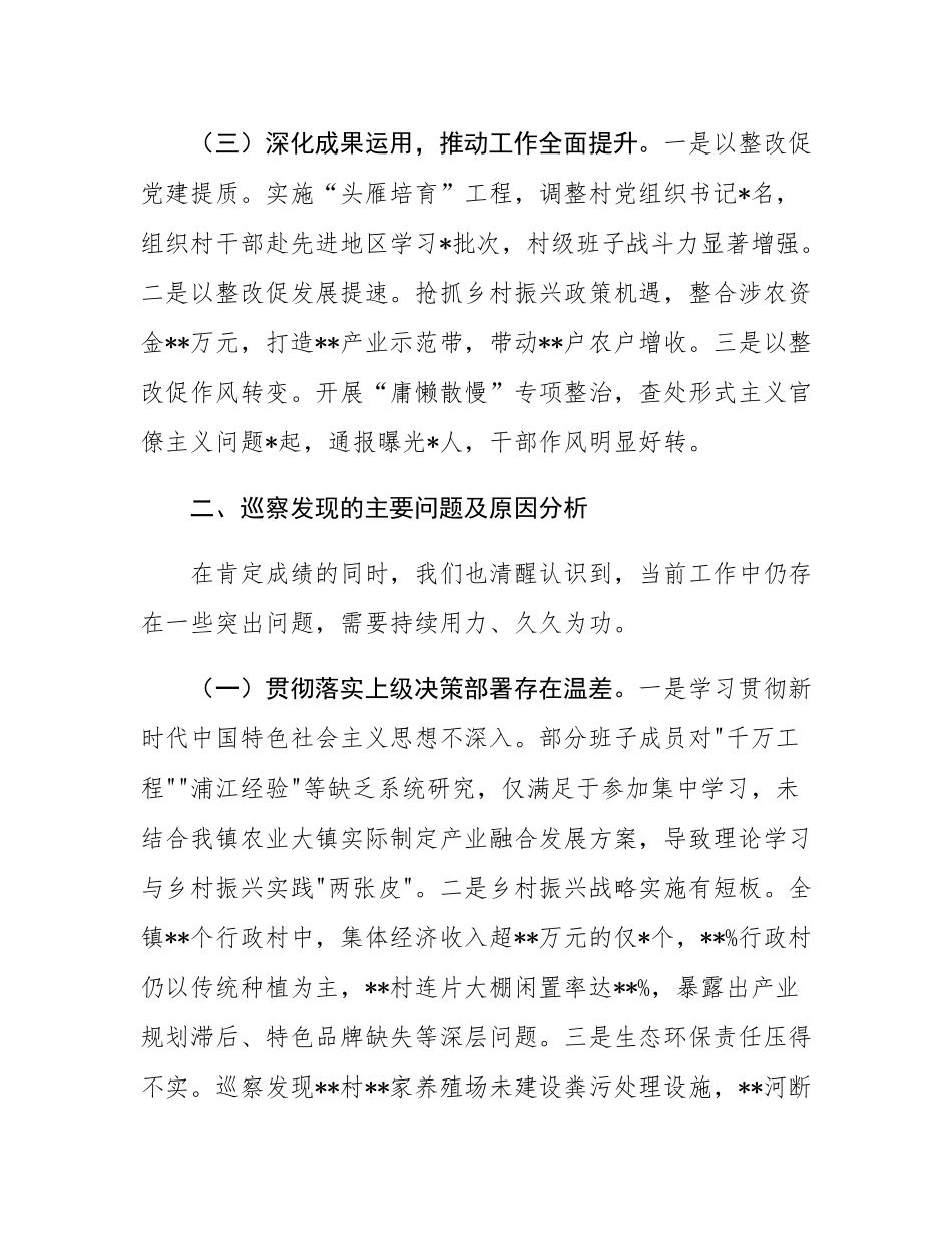 镇党委书记巡察情况汇报材料.docx_第3页