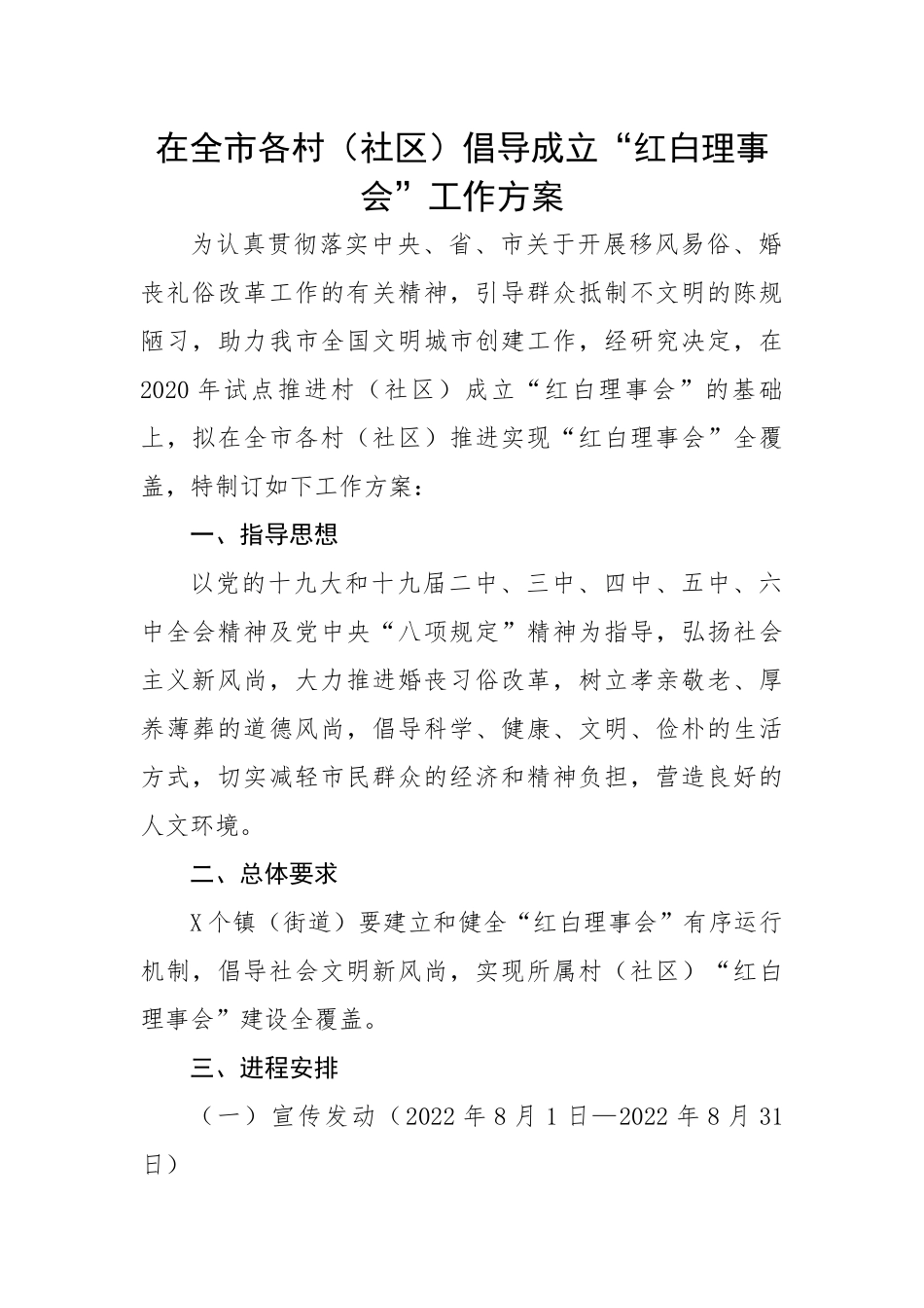 在全市各村（社区）倡导成立“红白理事会”工作方案.docx_第1页