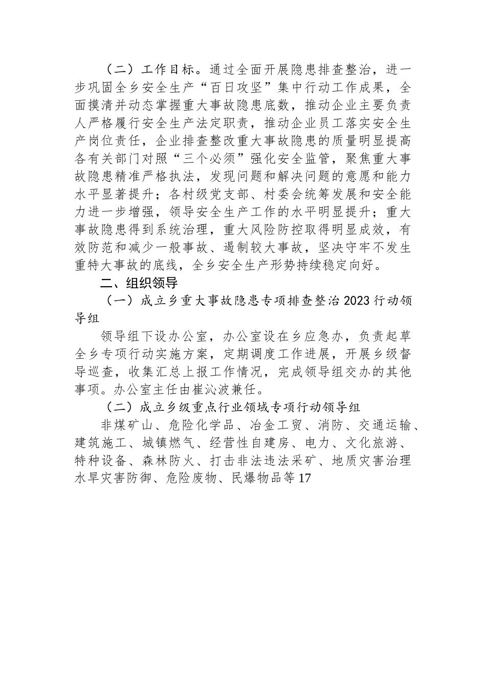 关于开展重大事故隐患专项排查整治2023行动的实施方案.docx_第2页