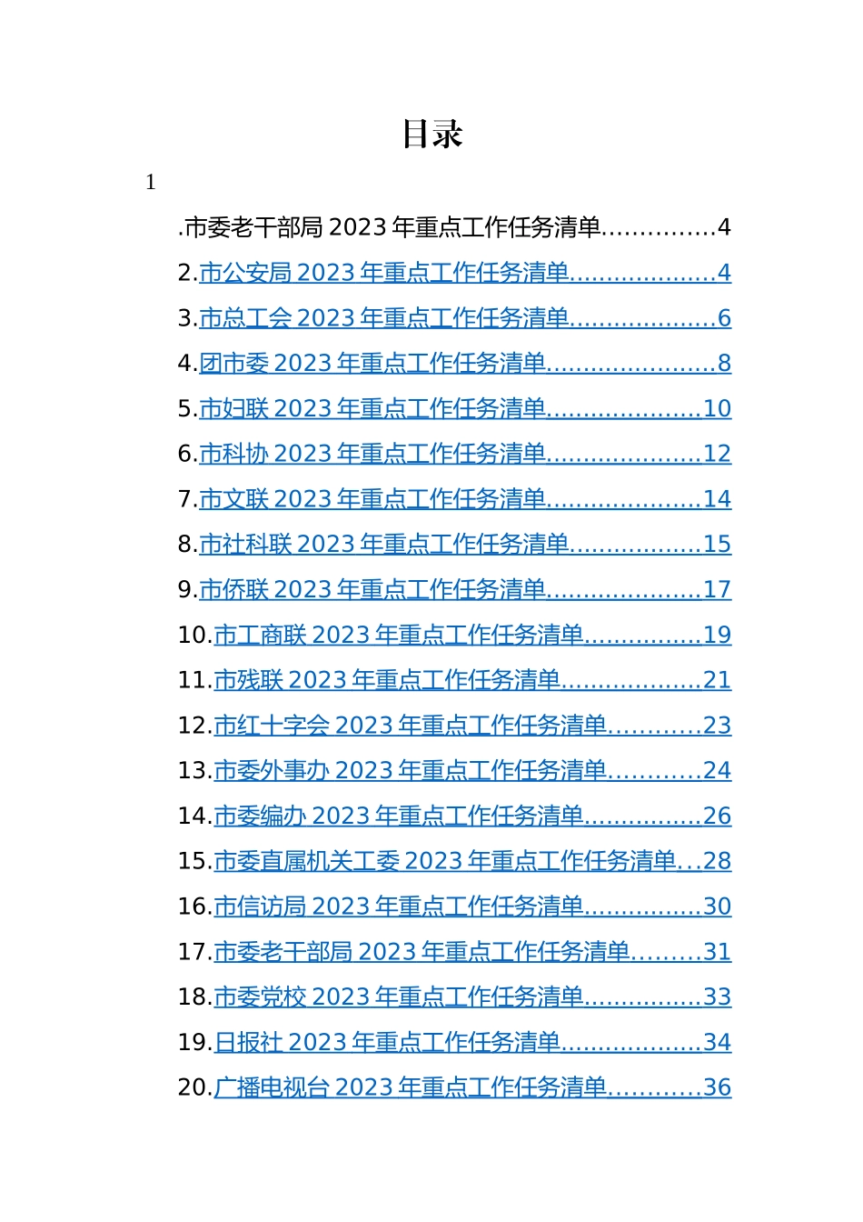 市级部门2023年重点工作任务清单-47篇.docx_第1页
