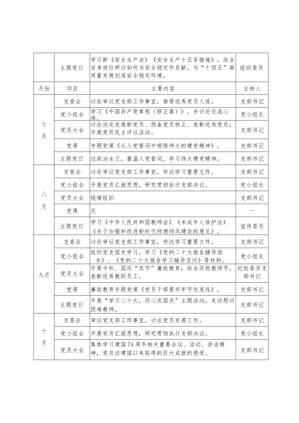 2023年教育系统基层党支部“三会一课”计划表..docx_第3页
