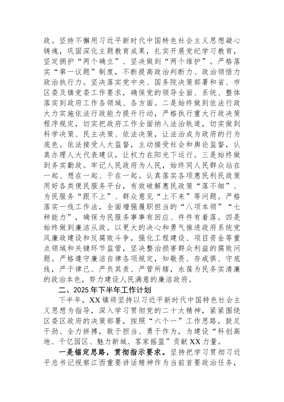 XX镇2025年上半年工作总结和下半年工作计划.docx_第3页